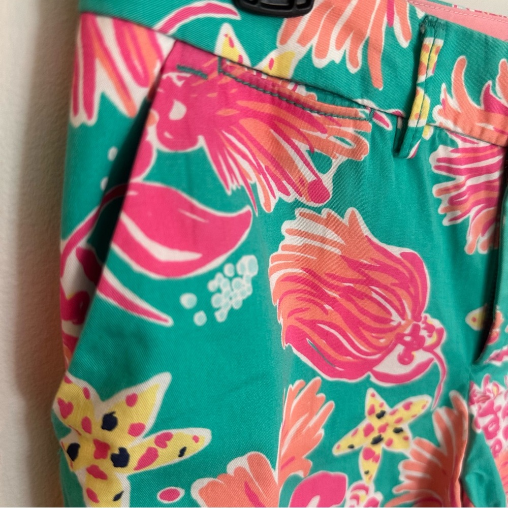 Lilly Pulitzer Womens Size 2 Lagoon Green Avenue Bermuda Shorts Seaside Pattern - Picture 9 of 16